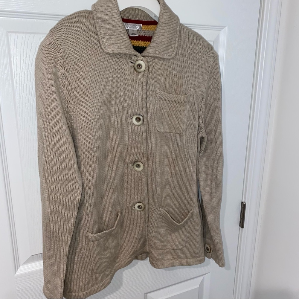 Christopher & Banks Tan Cardigan Sweater - Heavy & Cozy - Size Small